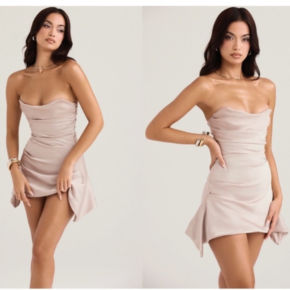 HOUSE OF CB 'Jasmine' Oyster Draped Strapless Corset Dress/Size S NWOT - Picture 5 of 13